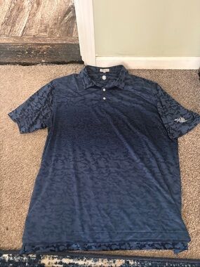 Peter Millar Blue Camouflage-Pattern Polo